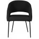 Natalie spisebordsstol, m. armln - sort bouclé stof og sort metal