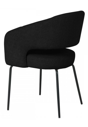 Natalie spisebordsstol, m. armln - sort bouclé stof og sort metal