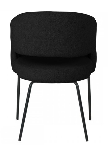 Natalie spisebordsstol, m. armln - sort bouclé stof og sort metal