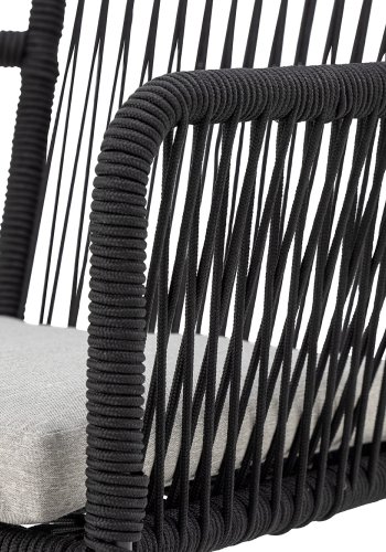 BLOOMINGVILLE Santino havestol, m. armln og gr pude - sort polyesterreb og sort metal