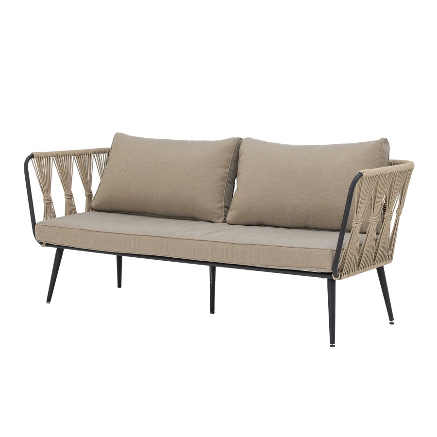BLOOMINGVILLE Pavone havesofa, m. beigebrune puder - lysebrun polyesterreb og sort metal
