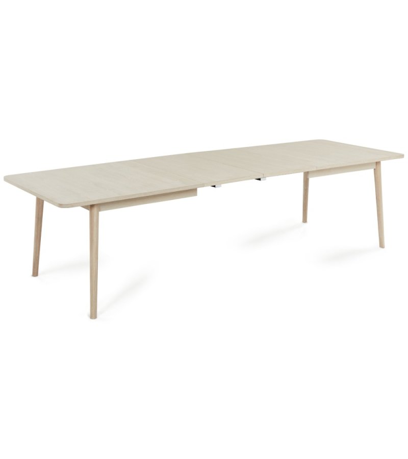 Nyborg spisebord, m. 2 tillgsplader - hvidolieret egetrsfinér og tr (100x200(300))