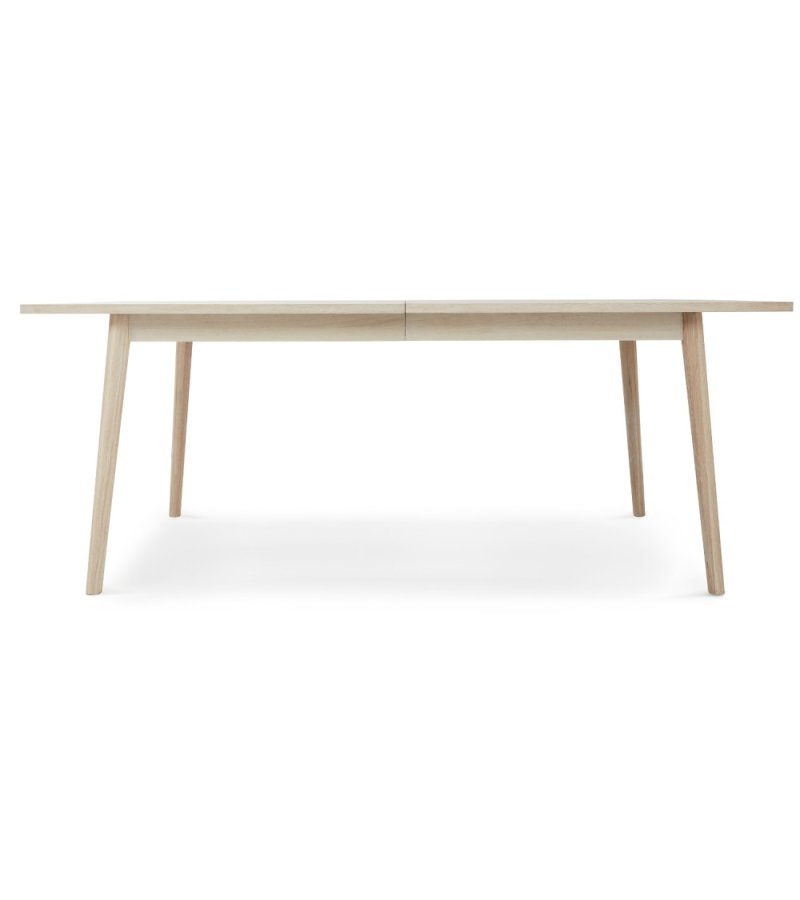 Nyborg spisebord, m. 2 tillgsplader - hvidolieret egetrsfinér og tr (100x200(300))