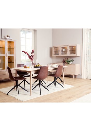 Nyborg TV-bord, m. 2 lger og 3 hylder - hvidolieret egetrsfinér, egetr og tr (180x45)