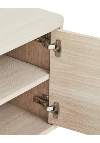 Nyborg TV-bord, m. 2 lger og 3 hylder - hvidolieret egetrsfinér, egetr og tr (180x45)