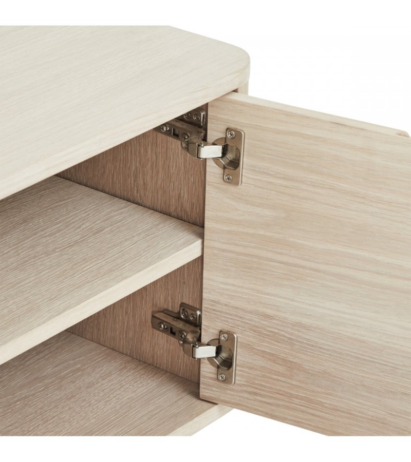 Nyborg TV-bord, m. 2 lger og 3 hylder - hvidolieret egetrsfinér, egetr og tr (180x45)