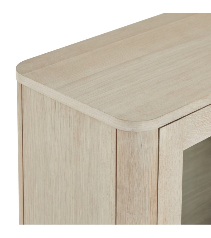 Nyborg vgskab, m. LED lys, 3 glaslger, 3 glashylder - hvidolieret egetrsfinér og egetr