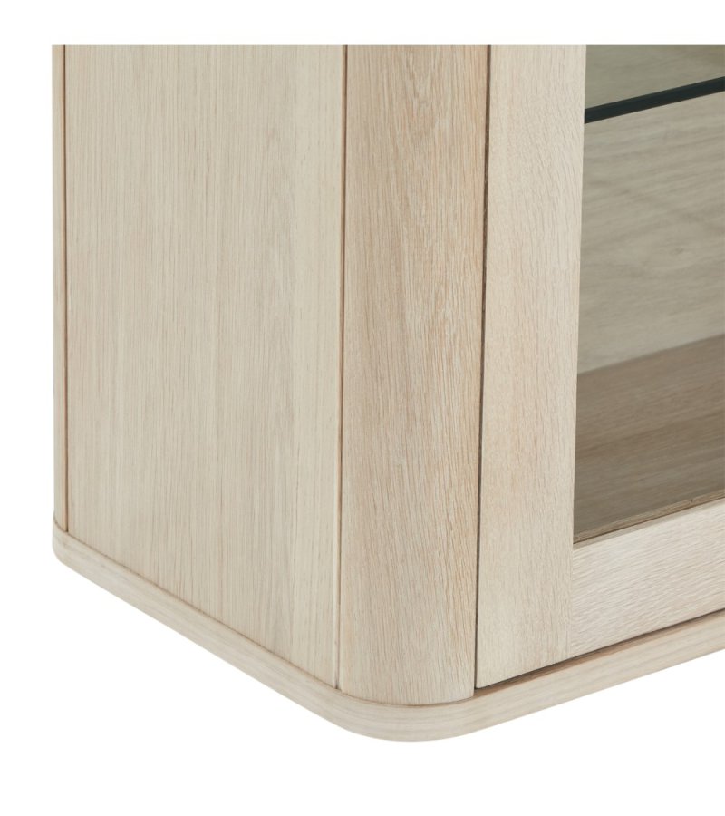 Nyborg vgskab, m. LED lys, 3 glaslger, 3 glashylder - hvidolieret egetrsfinér og egetr