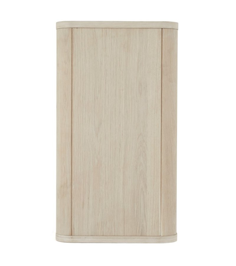 Nyborg vgskab, m. LED lys, 3 glaslger, 3 glashylder - hvidolieret egetrsfinér og egetr