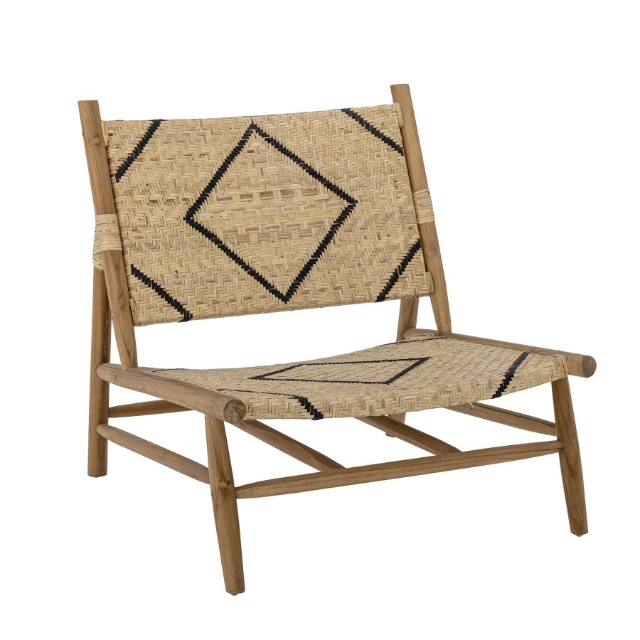 CREATIVE COLLECTION Lennox loungestol - natur/sort rattan og natur teaktr