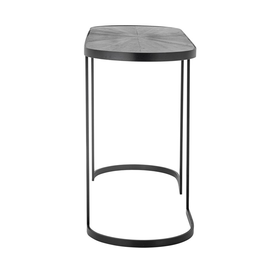 BLOOMINGVILLE Carter konsolbord, oval - sort fyrretr og sort metal (110x38,5)