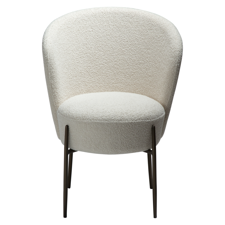 DAN-FORM ORBIT Stol Due RPES bouclé m. antikke messing ben