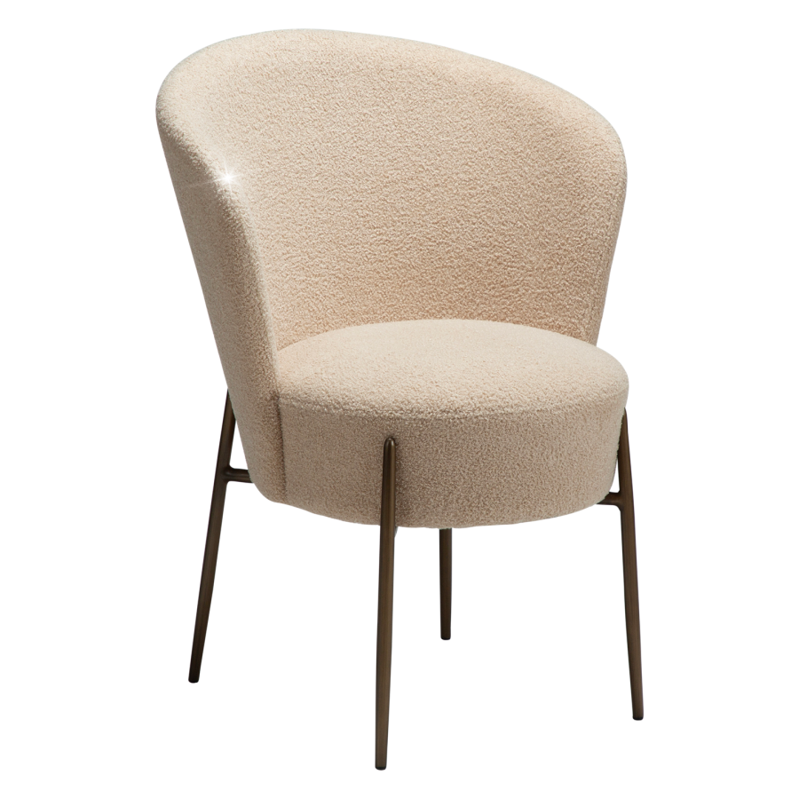 DANFORM Orbit spisebordsstol - matteret mandel RPES boucléstof m. glimmer og antik messing stl