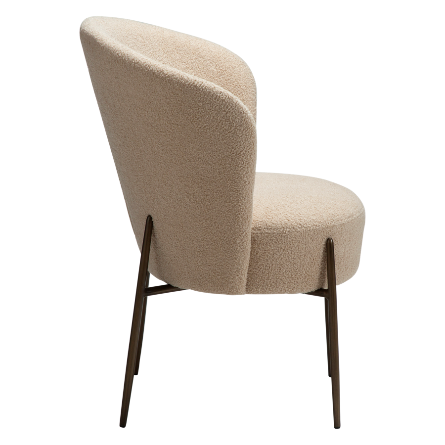 DANFORM Orbit spisebordsstol - matteret mandel RPES boucléstof m. glimmer og antik messing stl