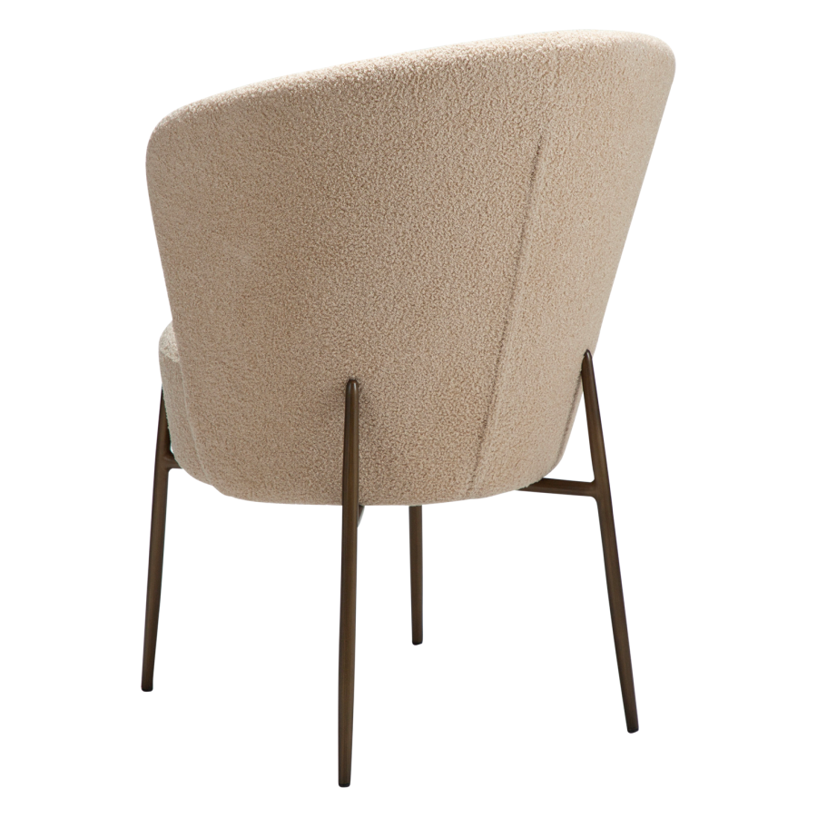 DANFORM Orbit spisebordsstol - matteret mandel RPES boucléstof m. glimmer og antik messing stl