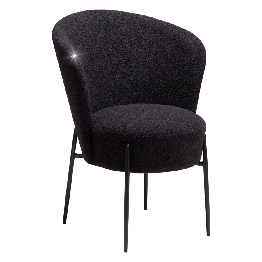 DANFORM Orbit spisebordsstol - Obsidian sort RPES boucléstof m. glimmer og sort stl