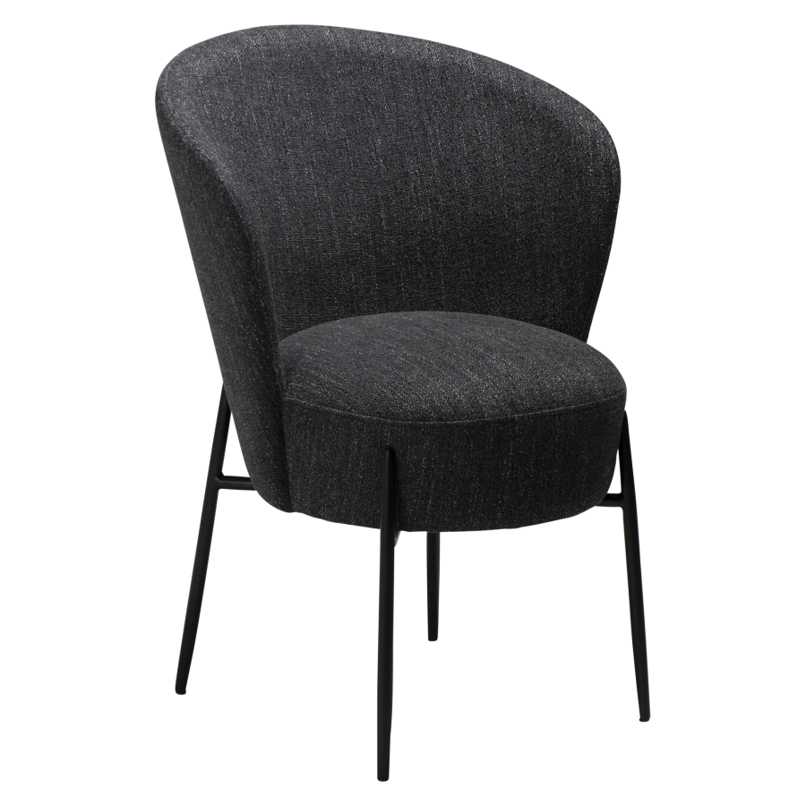 DAN-FORM ORBIT Stol Raven sort bouclé stof m. sorte metal ben