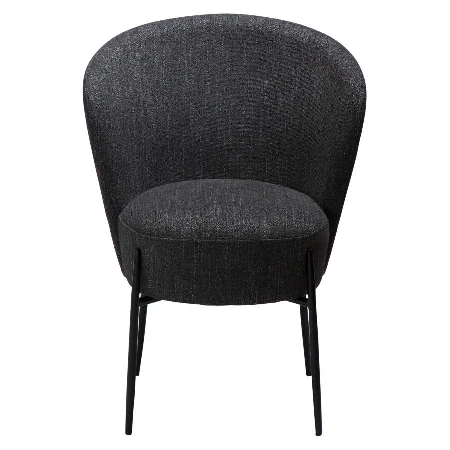 DAN-FORM ORBIT Stol Raven sort bouclé stof m. sorte metal ben