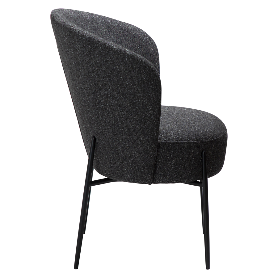 DAN-FORM ORBIT Stol Raven sort bouclé stof m. sorte metal ben