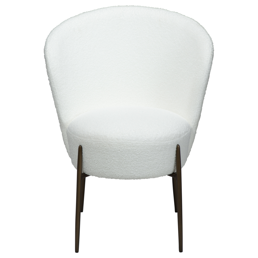 DAN-FORM ORBIT Stol Snow RPES bouclé m. antikke messing ben