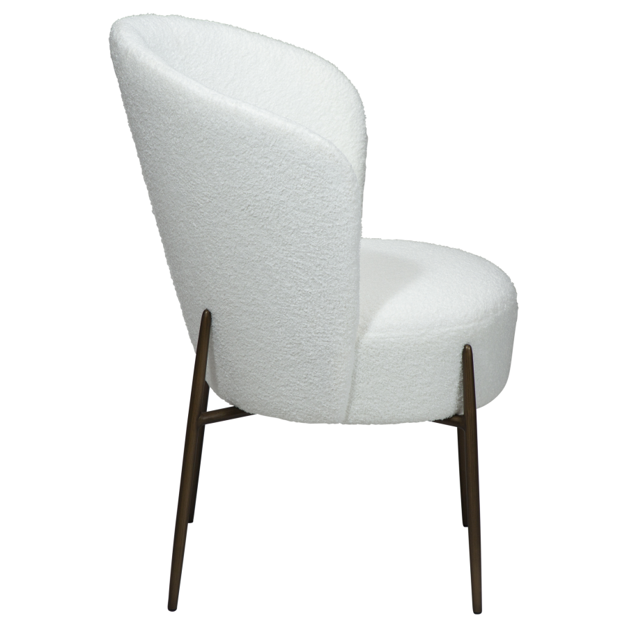 DAN-FORM ORBIT Stol Snow RPES bouclé m. antikke messing ben