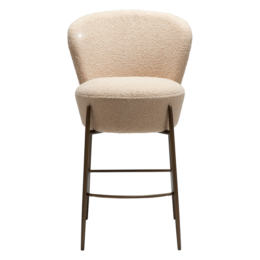 DANFORM Orbit counterstol, m. rygln - matteret mandel RPES boucléstof glimmer og antik messing stl