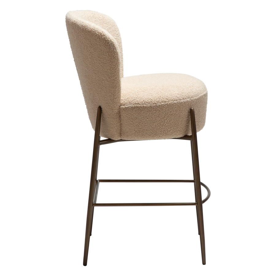 DANFORM Orbit counterstol, m. rygln - matteret mandel RPES boucléstof glimmer og antik messing stl