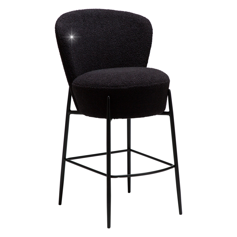 DANFORM Orbit counterstol, m. rygln og fodsttte - Obsidian sort RPES boucléstof glimmer/sort stl