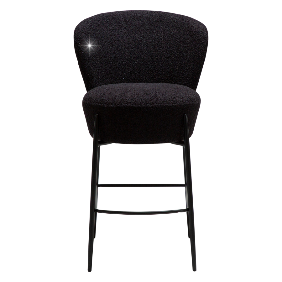 DANFORM Orbit counterstol, m. rygln og fodsttte - Obsidian sort RPES boucléstof glimmer/sort stl