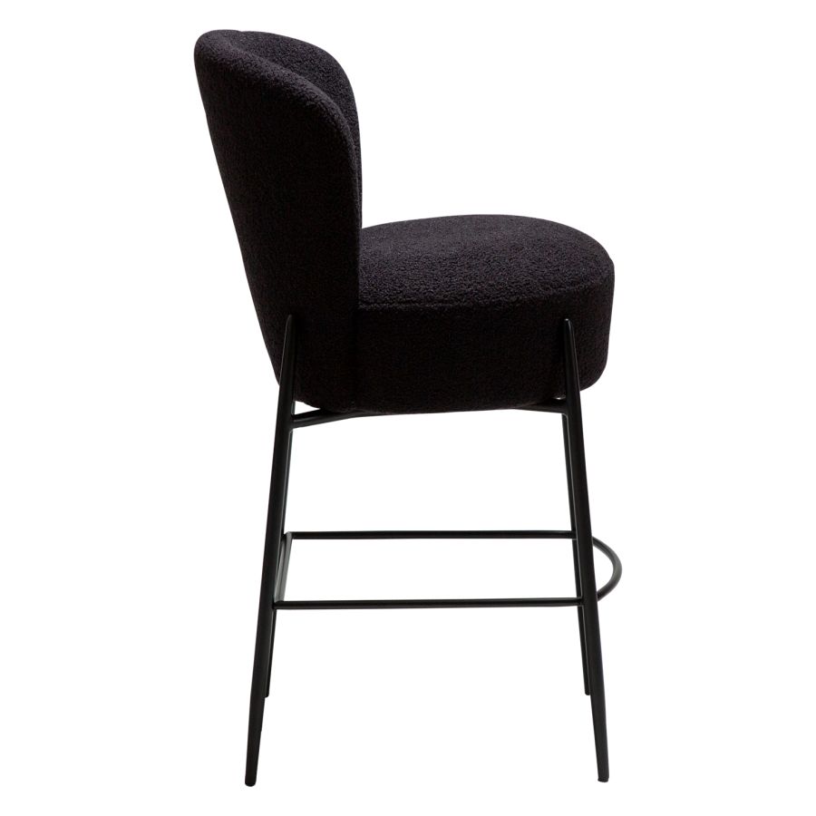 DANFORM Orbit counterstol, m. rygln og fodsttte - Obsidian sort RPES boucléstof glimmer/sort stl