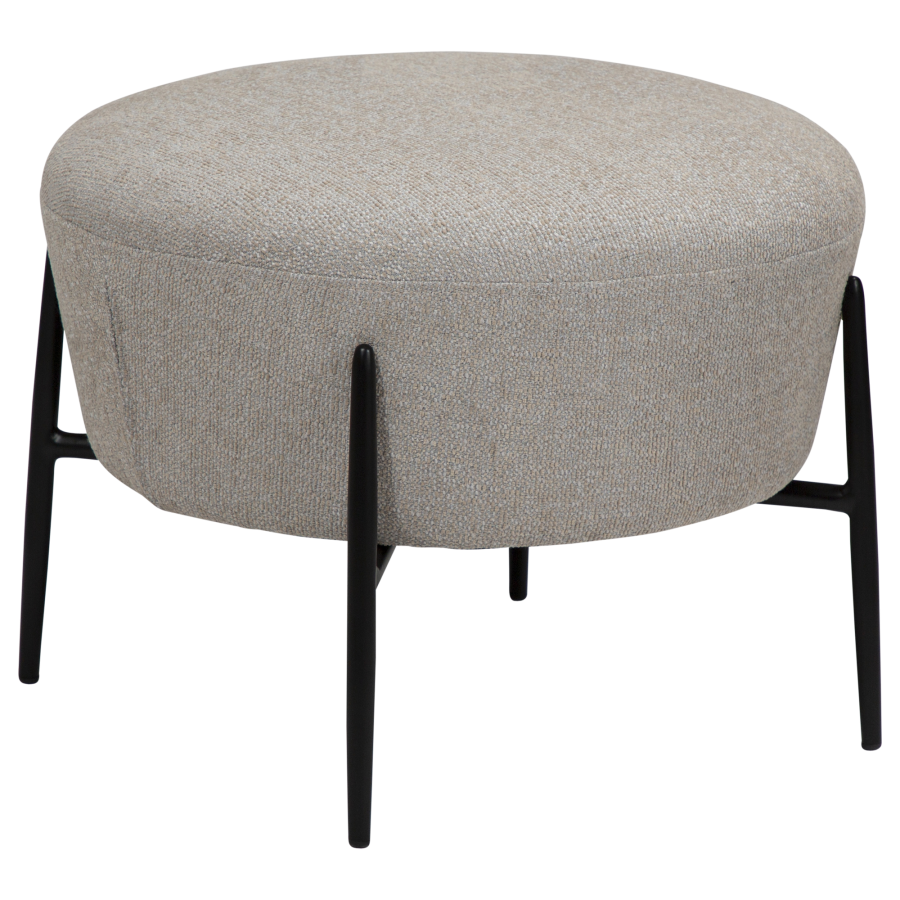 DAN-FORM ORBIT fodskammel Cashmere bouclé stof m. sorte metal ben