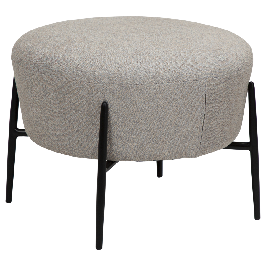 DAN-FORM ORBIT fodskammel Cashmere bouclé stof m. sorte metal ben