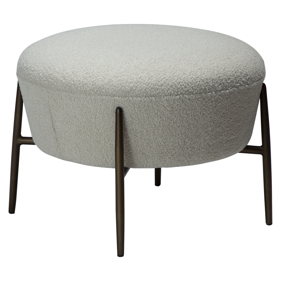 DAN-FORM ORBIT fodskammel Dove RPES bouclé m. antikke messing ben