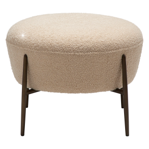 DANFORM Orbit fodskammel, rund - matteret mandel RPES boucléstof m. glimmer og antik messing stl