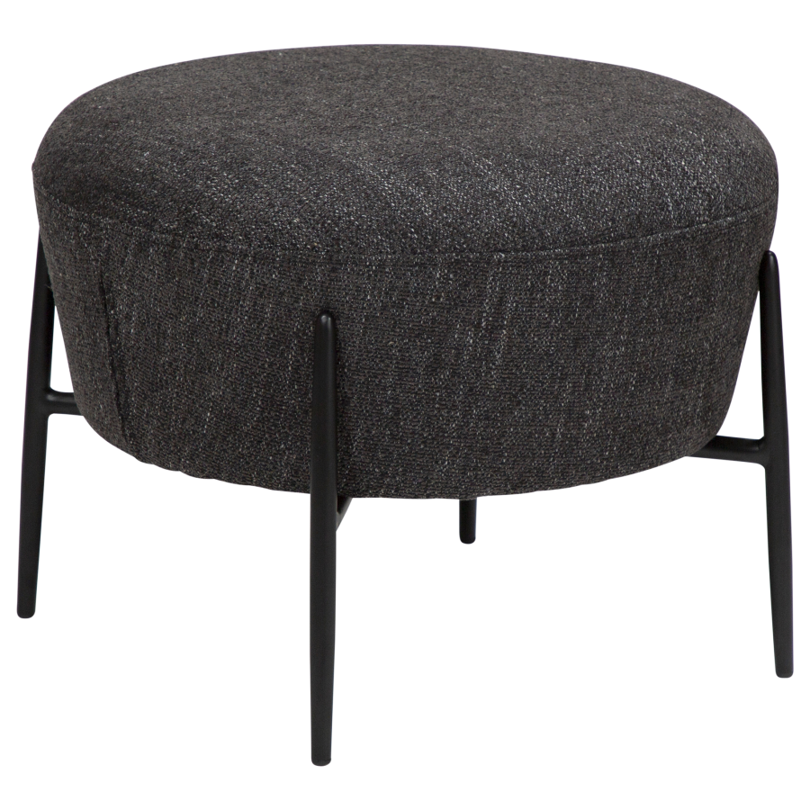 DAN-FORM ORBIT fodskammel Raven sort bouclé stof m. sorte metal ben