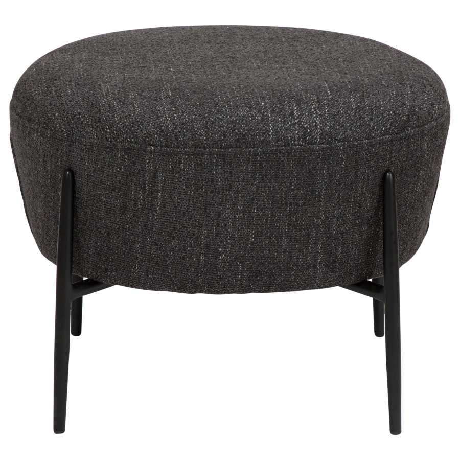 DAN-FORM ORBIT fodskammel Raven sort bouclé stof m. sorte metal ben