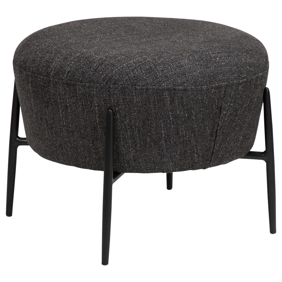 DAN-FORM ORBIT fodskammel Raven sort bouclé stof m. sorte metal ben