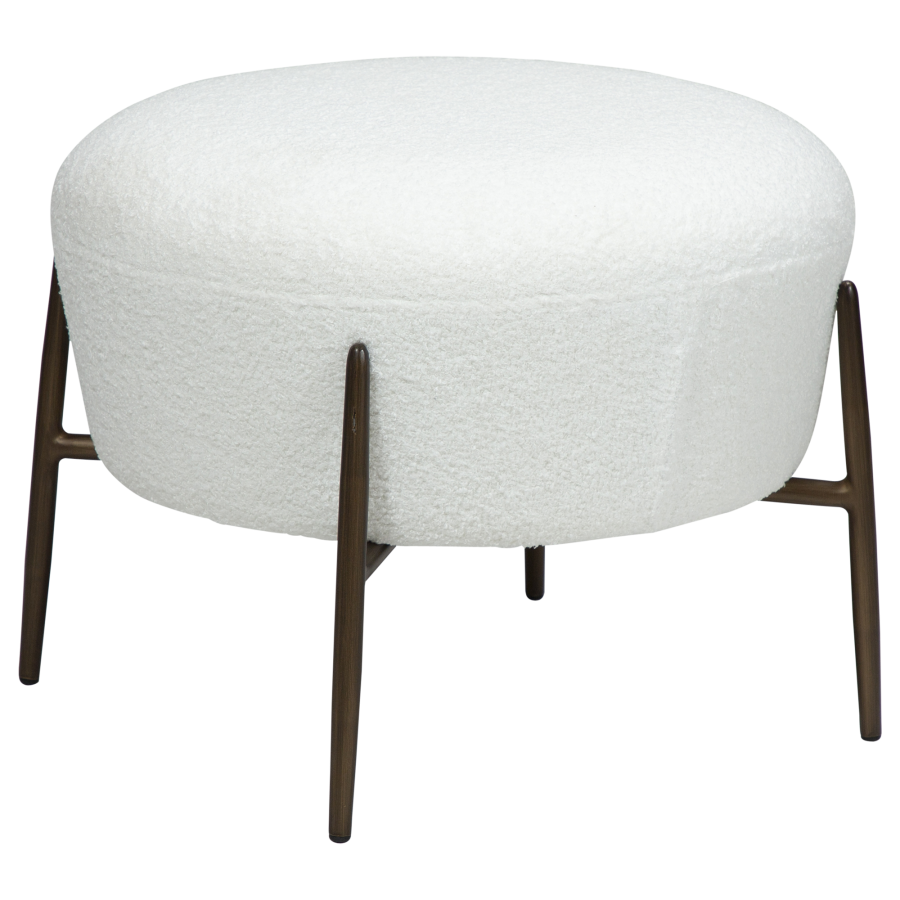 DAN-FORM ORBIT fodskammel Snow RPES bouclé m. antikke messing ben