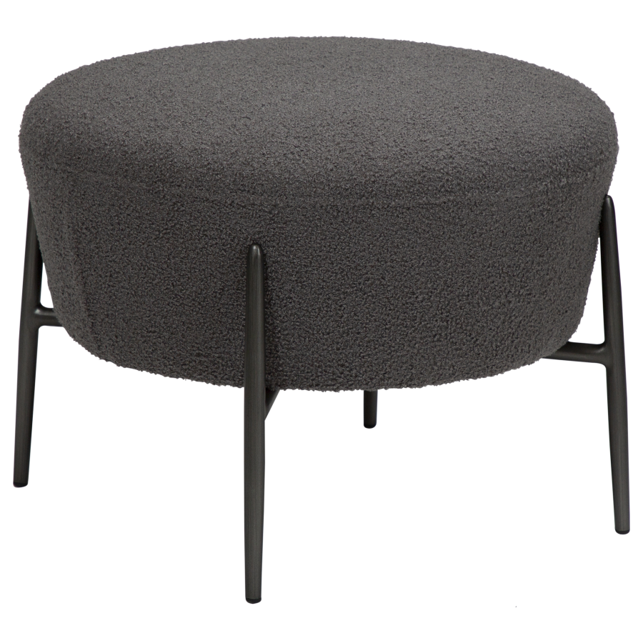 DAN-FORM ORBIT fodskammel Stone RPES bouclé m. antikke tin ben