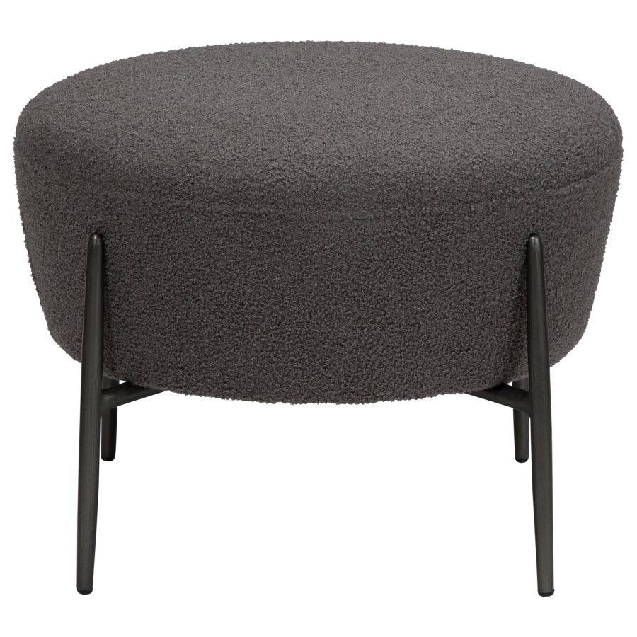 DAN-FORM ORBIT fodskammel Stone RPES bouclé m. antikke tin ben