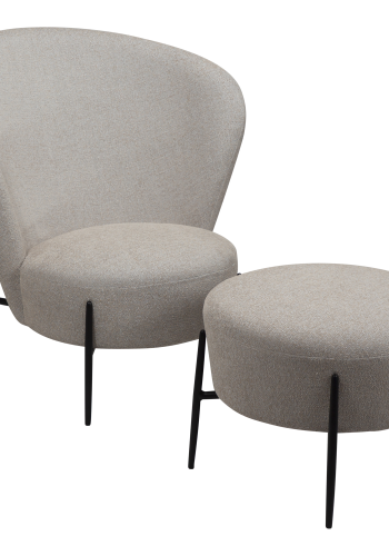 DAN-FORM ORBIT Lounge Chair Cashmere bouclé stof m. sorte metal ben