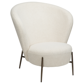 DAN-FORM ORBIT Lounge Chair Dove RPES bouclé stof m. antikke messing ben