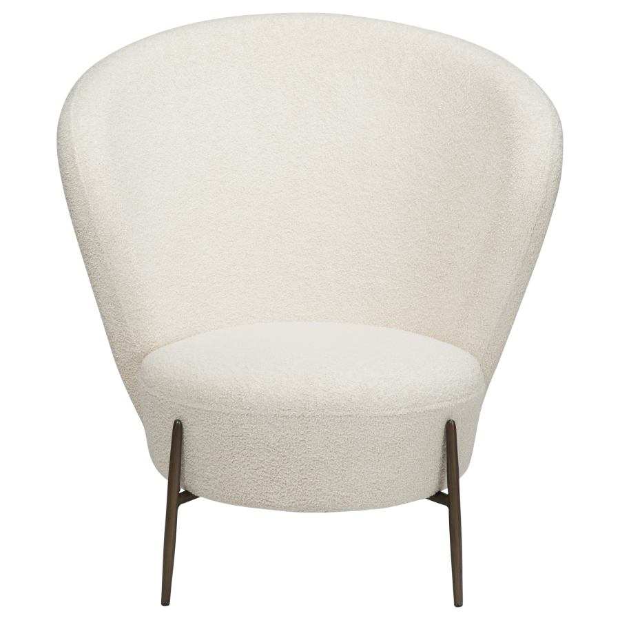 DAN-FORM ORBIT Lounge Chair Dove RPES bouclé stof m. antikke messing ben