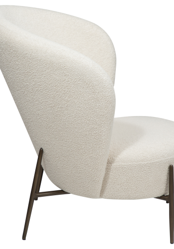 DAN-FORM ORBIT Lounge Chair Dove RPES bouclé stof m. antikke messing ben