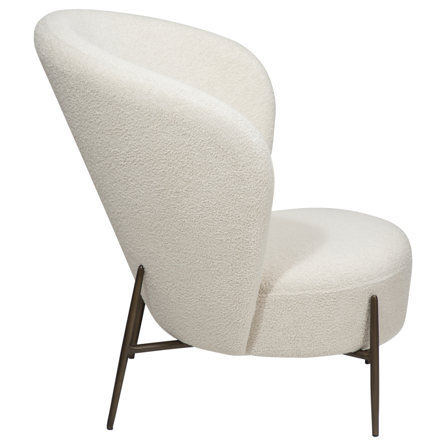 DAN-FORM ORBIT Lounge Chair Dove RPES bouclé stof m. antikke messing ben