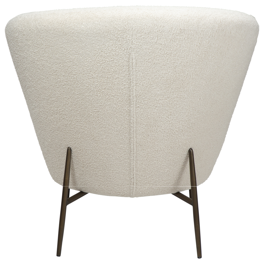 DAN-FORM ORBIT Lounge Chair Dove RPES bouclé stof m. antikke messing ben