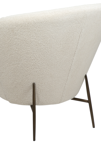 DAN-FORM ORBIT Lounge Chair Dove RPES bouclé stof m. antikke messing ben