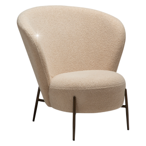 DANFORM Orbit loungestol - matteret mandel RPES boucléstof m. glimmer og antik messing stl