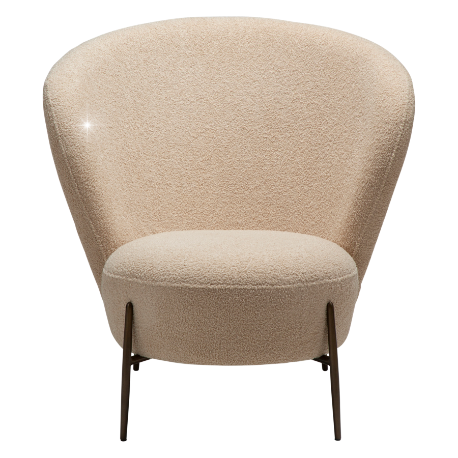 DANFORM Orbit loungestol - matteret mandel RPES boucléstof m. glimmer og antik messing stl