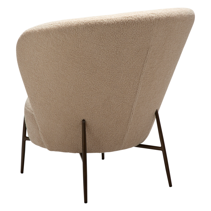 DANFORM Orbit loungestol - matteret mandel RPES boucléstof m. glimmer og antik messing stl